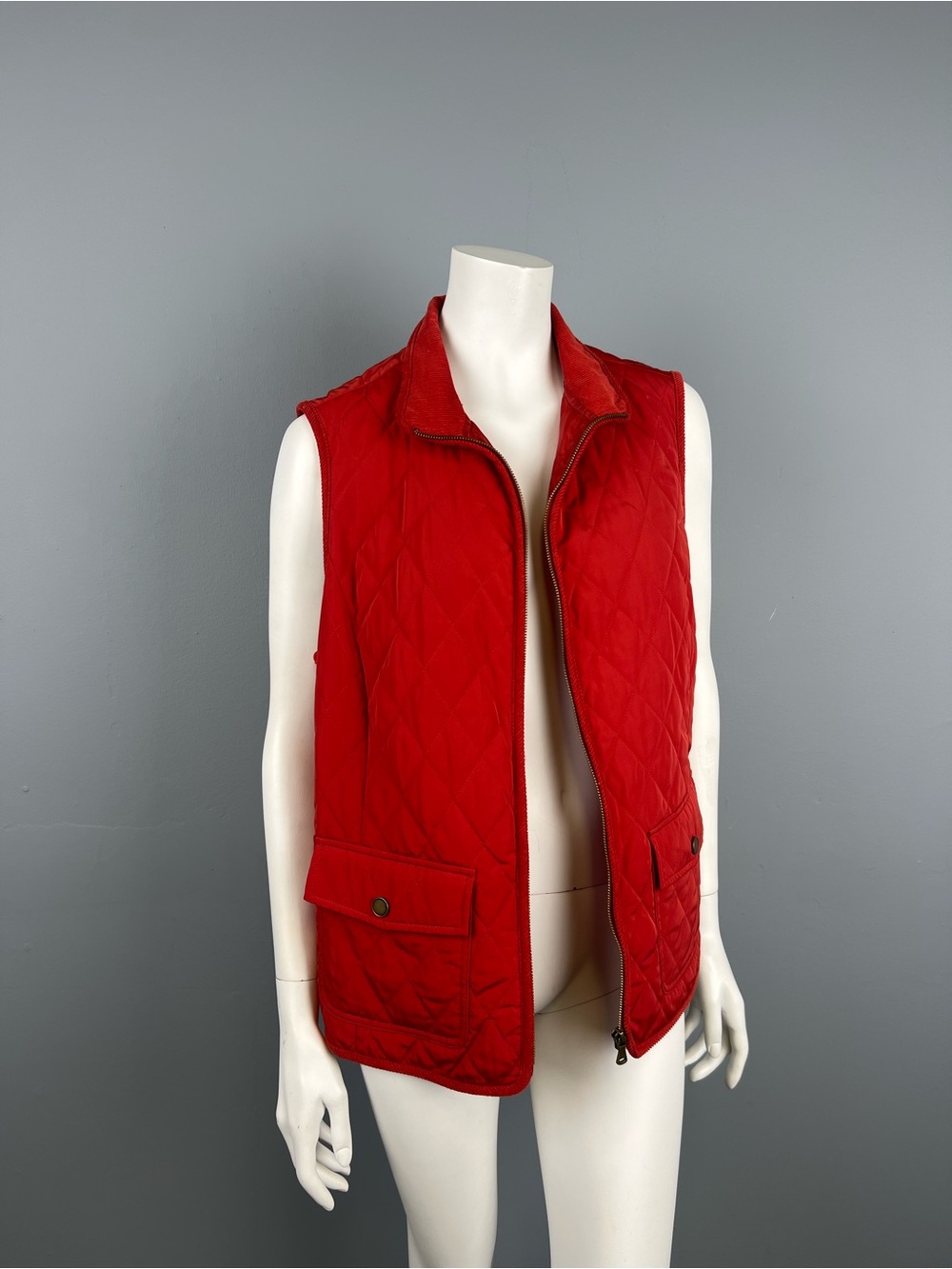 Talbots Quilted Red Sleeveless Zip Vest - Women